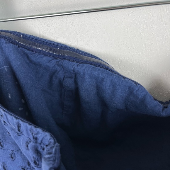 Old Navy Womens Size 14 Strapless Dress Navy Blue Eyelet Fit Flare Pleated - Picture 8 of 10